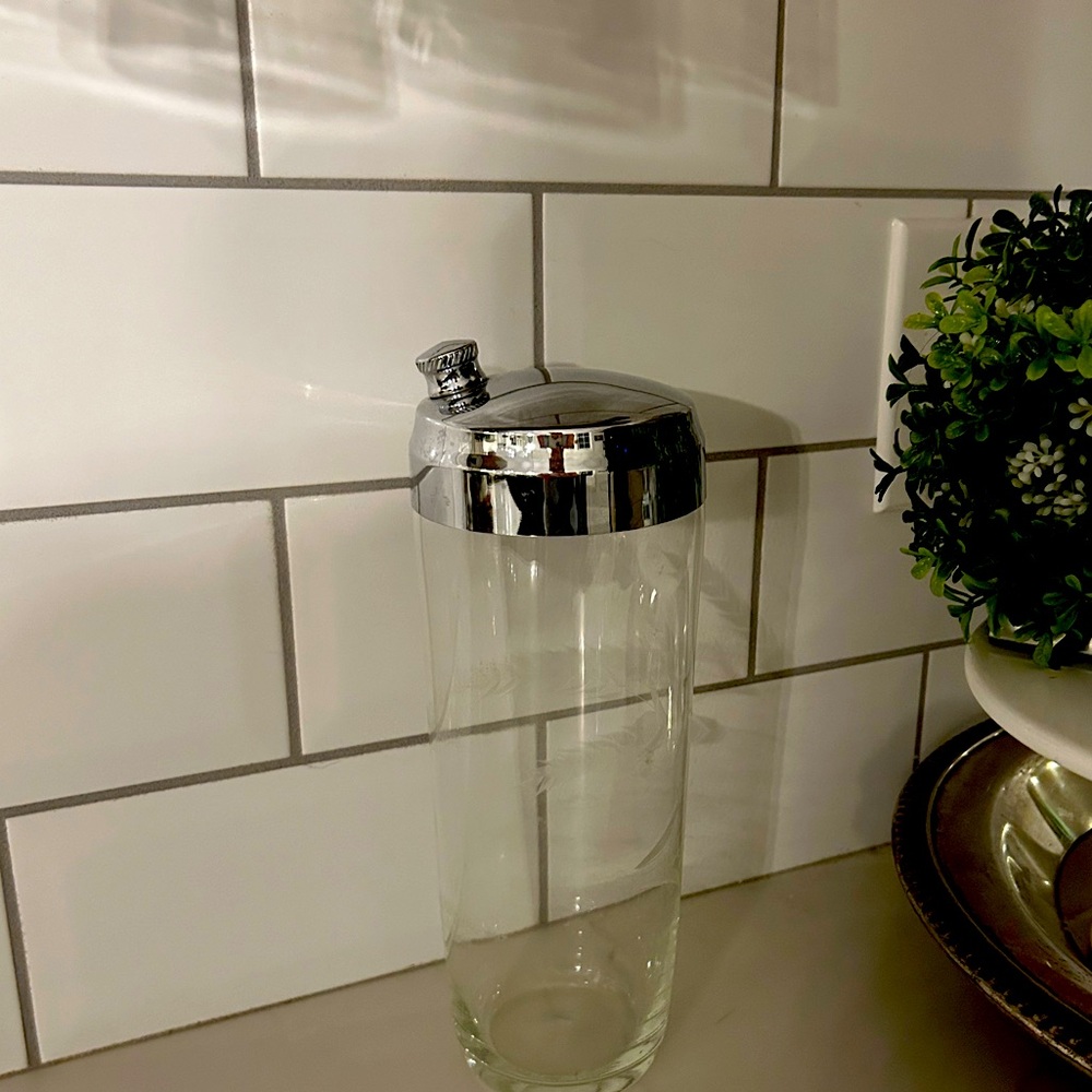 Antique Martini Shaker Etched Glass